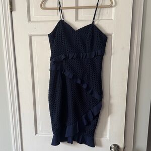 Bardot Navy Blue Ruffle Mini Dress